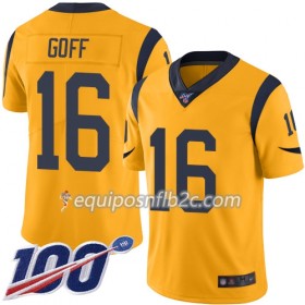 Camiseta Hombre NFL Los Angeles Rams Jared Goff 16 Nike Gold 100th